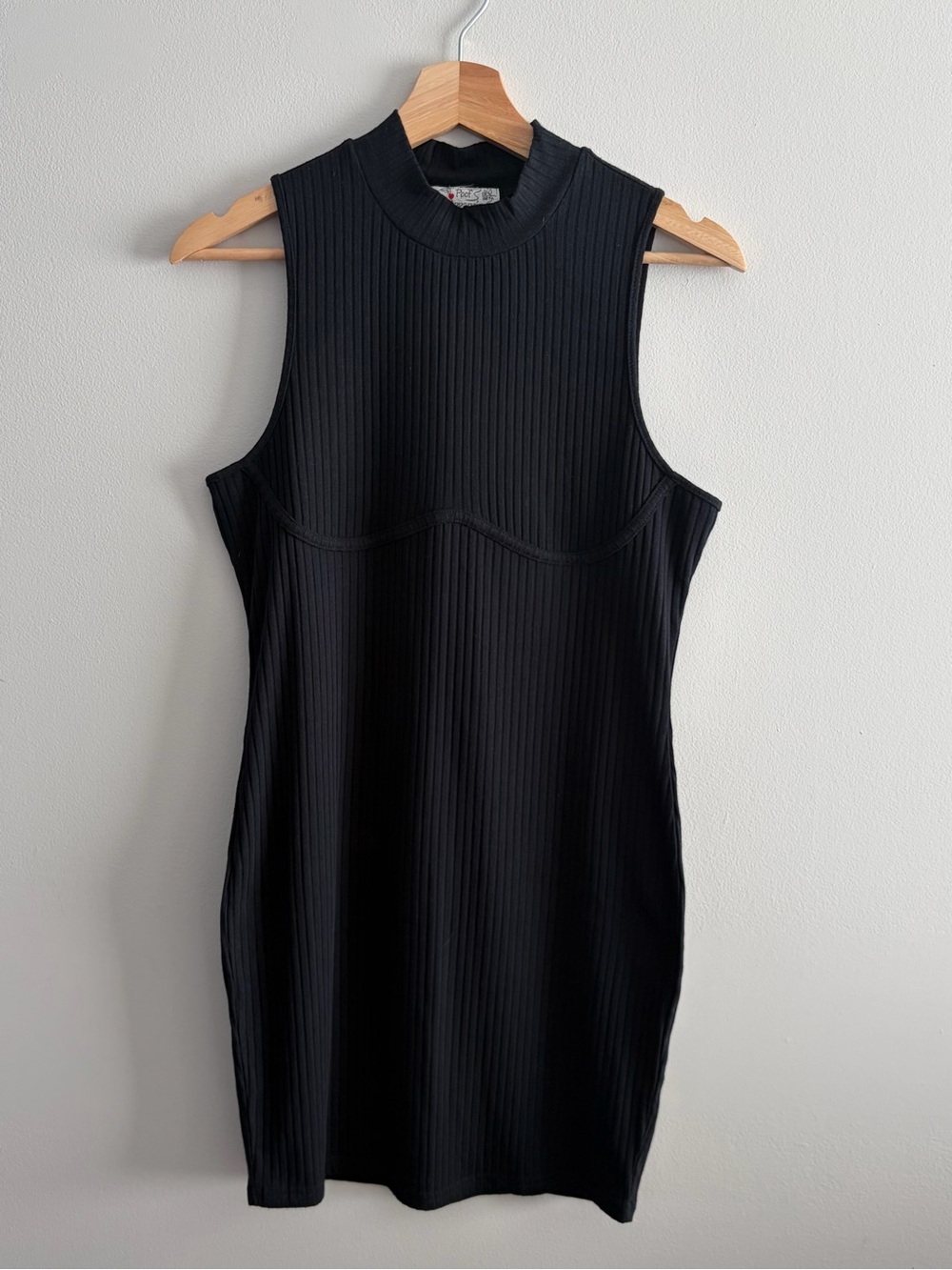 Sleeveless Ribbed Mini Dress - Black